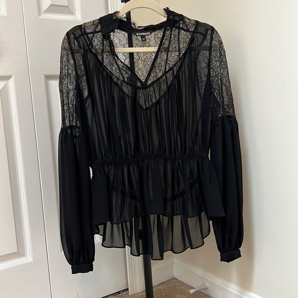 EXPRESS Lace High Collar Top